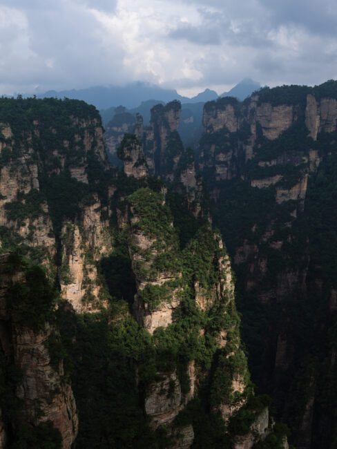 A break in the clouds at Zhangjiajie, China lit up the landscape with beautiful light.