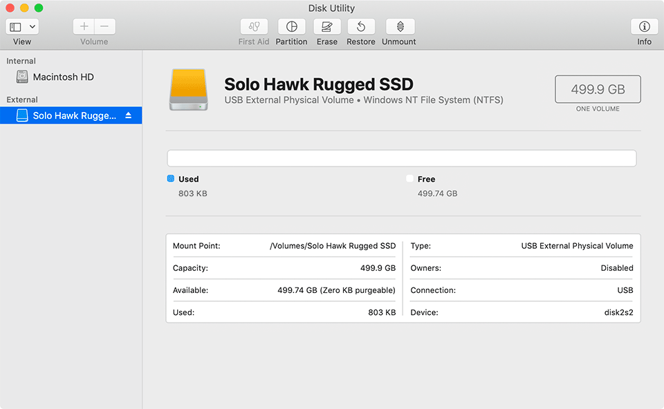 ioSafe Solo Hawk NTFS