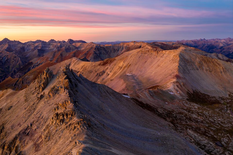 An image of San Juan Mountains of Colorado at Sunset