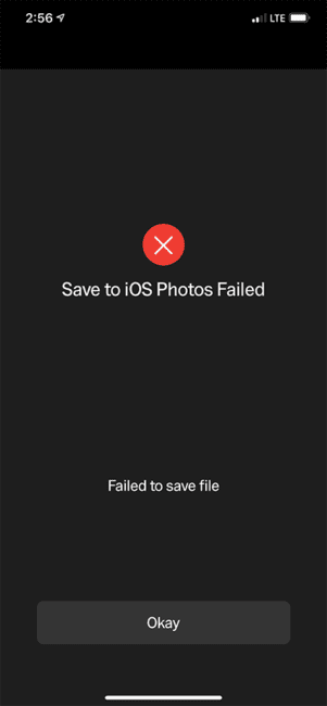 Save to iOS Failed