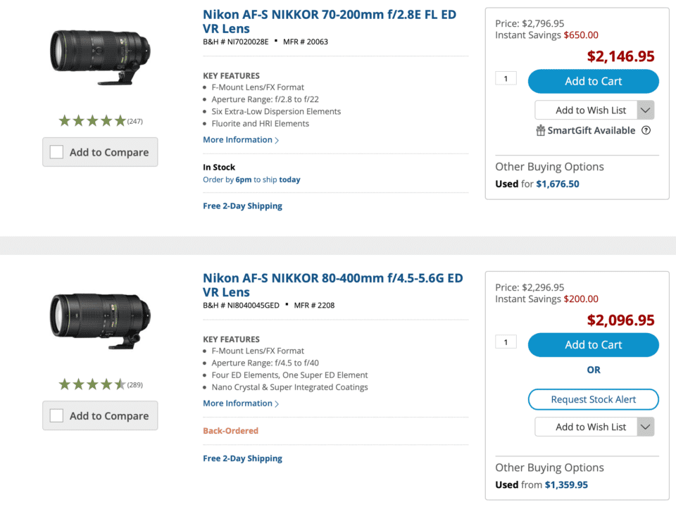 B&H Nikon Lens Rebates