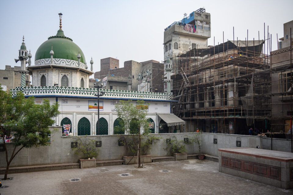 Looking out to Lahore's Old City from Wazir Khan Mosque