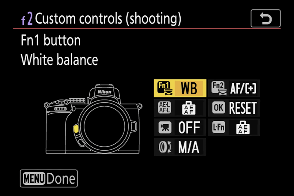 Nikon Z50 Custom Controls
