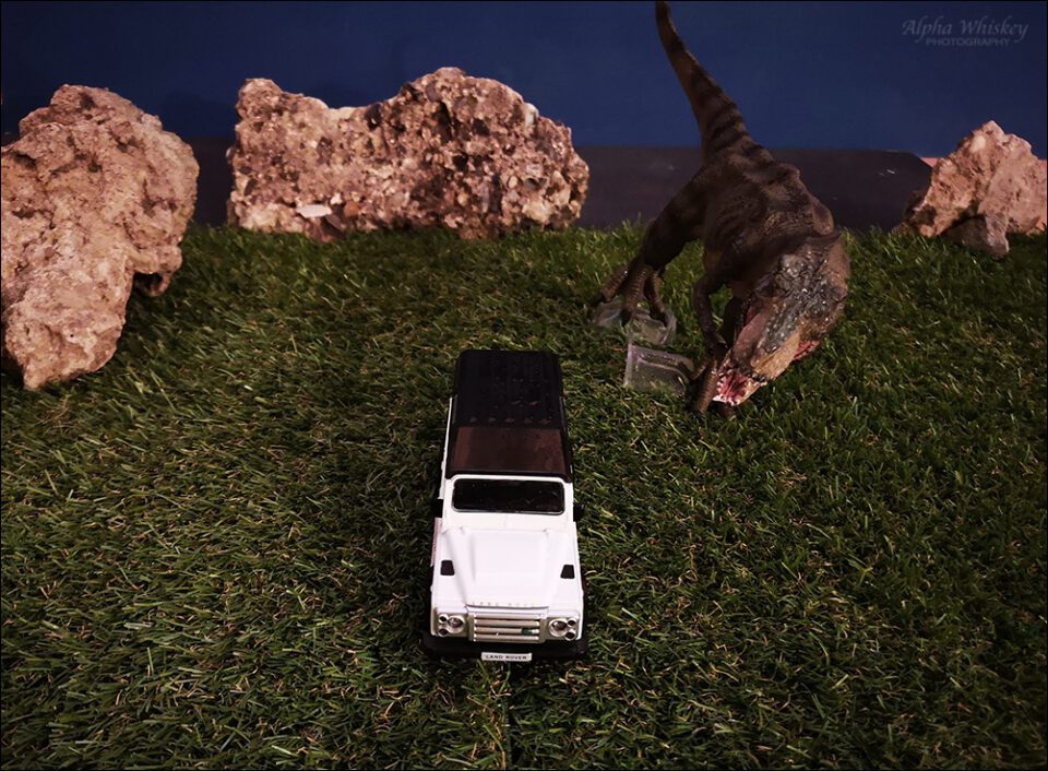 T-rex model with car