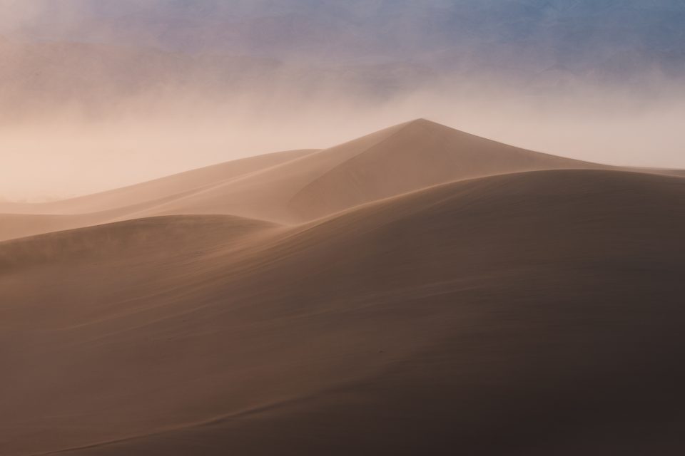 Pyramid-Shaped Sand Dune in Death Valley National Park at Sunset