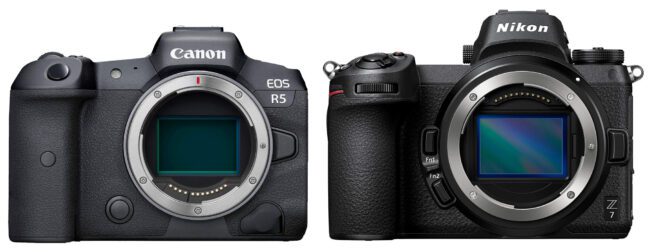 Canon EOS R5 vs Nikon Z7 Front