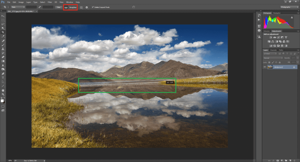 Straighten Tool in Photoshop
