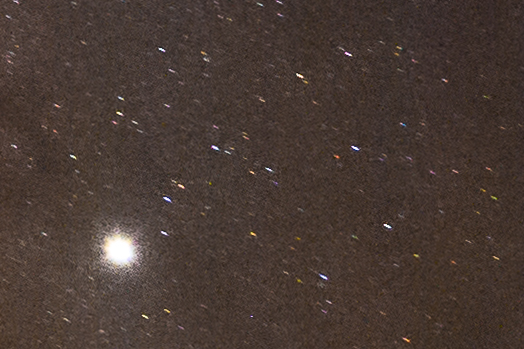 Extreme crop to show optimal length of blur in stars