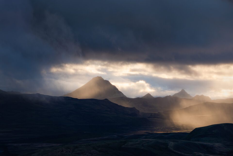 Glowing sunrise in one direction