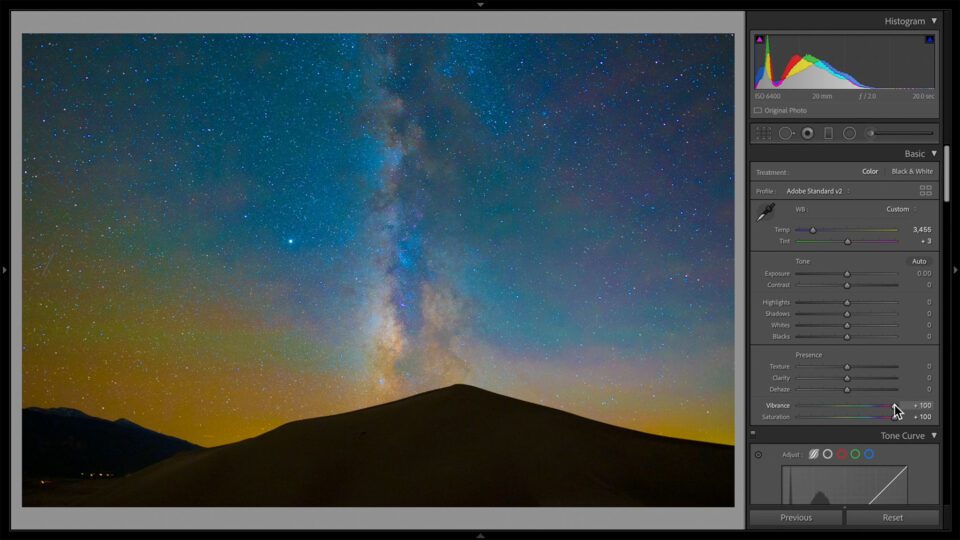 Set Neutral White Balance in Lightroom by Boosting Vibrance and Saturation