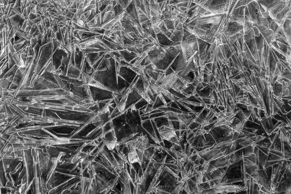 Texture of jagged ice up close