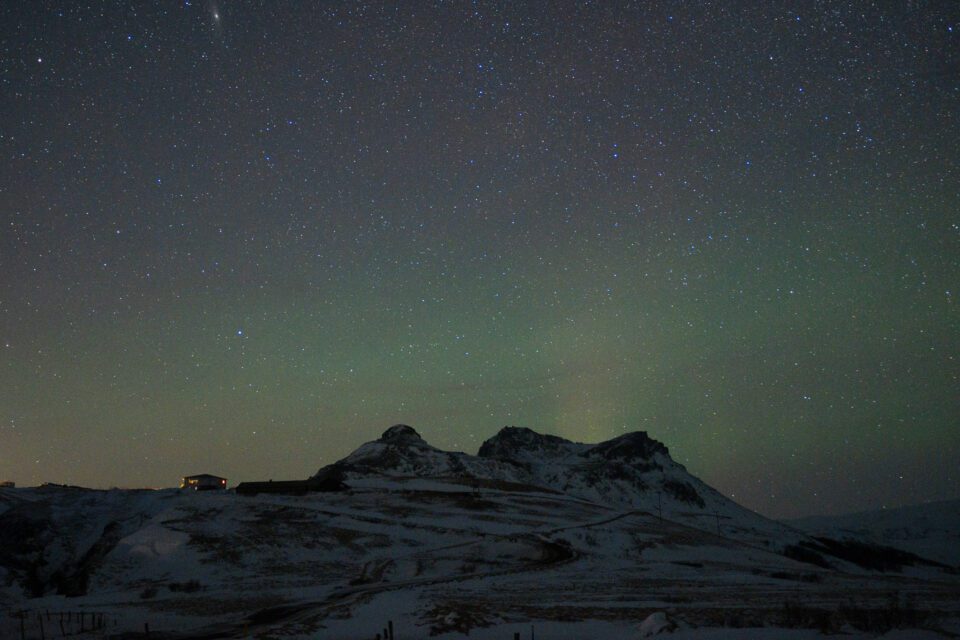 Faint Northern Lights in Iceland February
