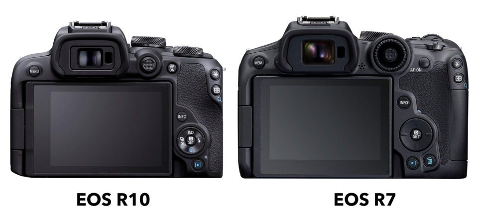 Canon EOS R10 vs EOS R7 Size and Rear View with Buttons and Controls