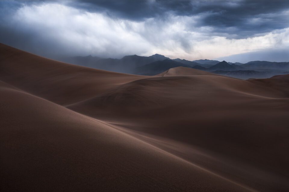 Color version of sand dune death valley sandstorm photo
