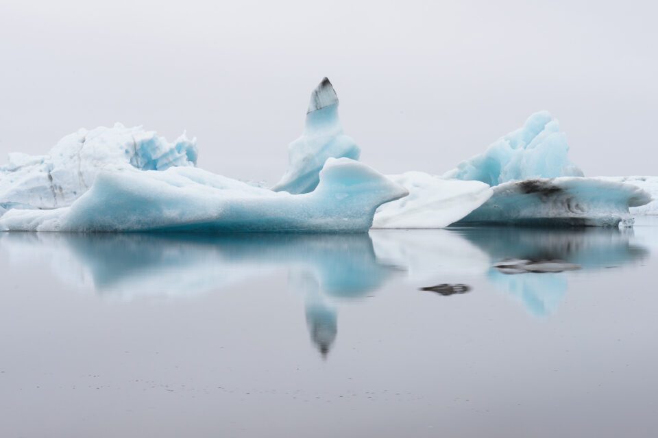 High key Iceberg landscape photo with reflection