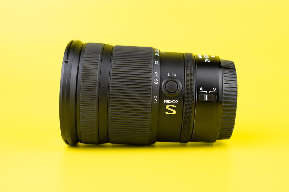 Nikon Z 24-120mm f4 S Lens Side View with M-A Switch and L-Fn Button