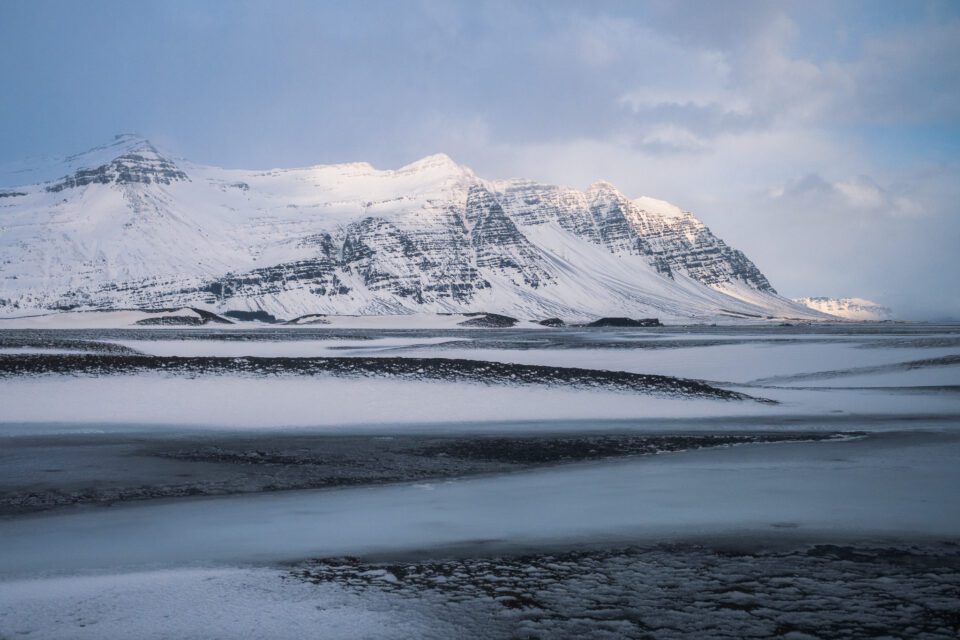 Iceland Mountain and Snow in the Foreground Winter