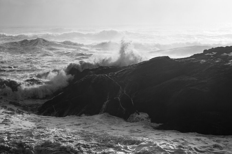 Ocean Waves Near Stokksnes Iceland Black and White