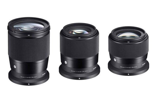 Sigma 16mm f1.4 30mm f1.4 and 56mm f1.4 for Nikon Z