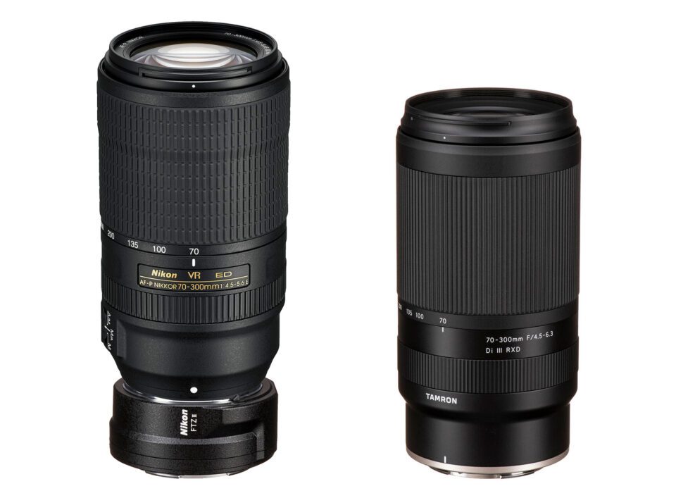 Nikon AF-P 70-300mm 4.5-5.6E vs Tamron 70-300mm 4.5-6.3 Comparaison des tailles