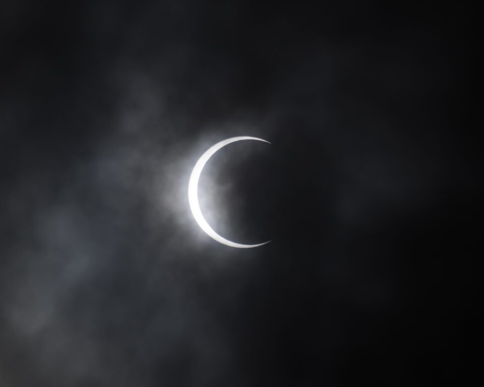 crescent sun photographing the 2023 annular solar eclipse with Micro Four Thirds