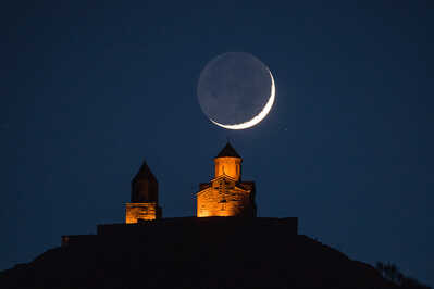 Crescent Moon over Trinity Church